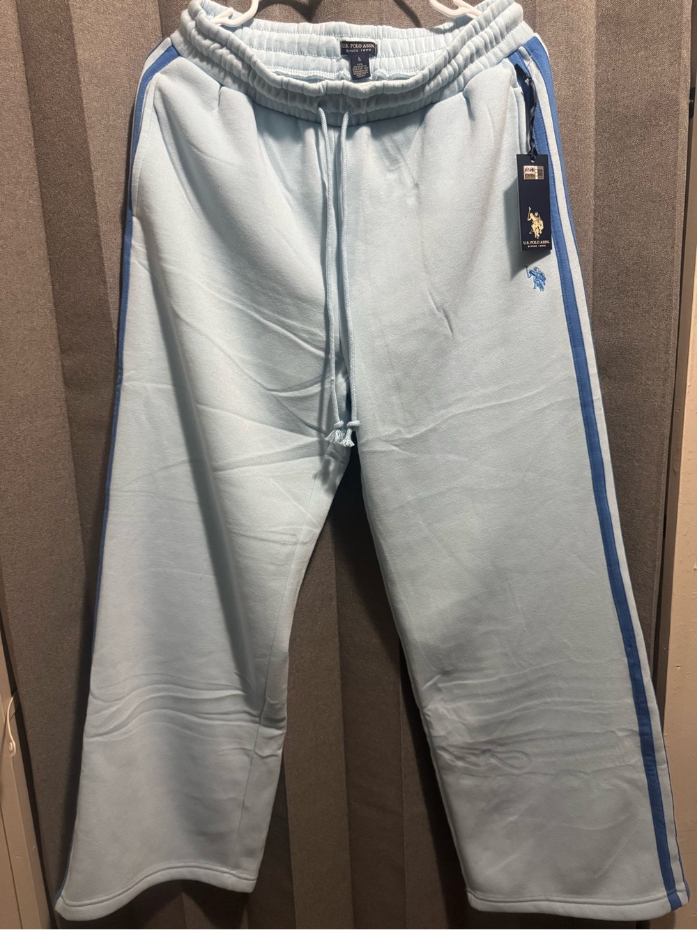 U.S. Polo Assn. Light Blue Sweatpants with Blue Side Stripe